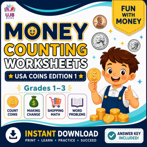 USA Money Counting Worksheets – Coins Edition-1 | Grades 1–3