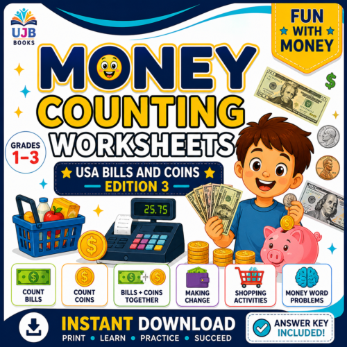 USA Money Counting Worksheets – Bills & Coins Edition-3 | Grades 1–3