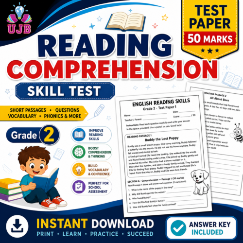 Grade 2 English Reading Comprehension Skill Test | 50 Marks | with Answer Key