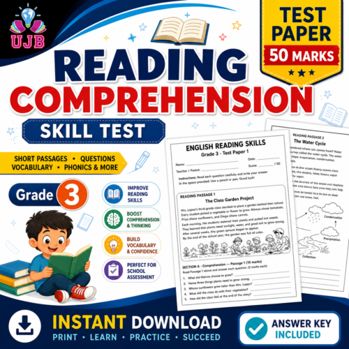 Grade 3 English Reading Comprehension Skill Test | 50 Marks | with Answer Key