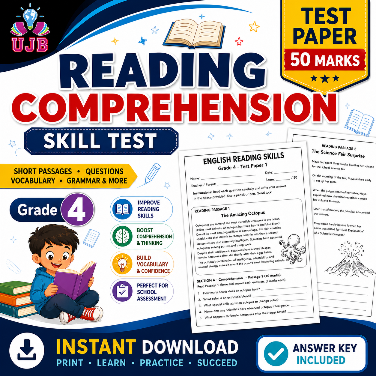 Grade 4 English Reading Comprehension Skill Test | 50 Marks | with Answer Key - Image 2
