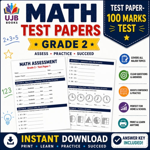 Math Test Papers – Grade 2 | 100 Marks Practice Tests with Answer Key