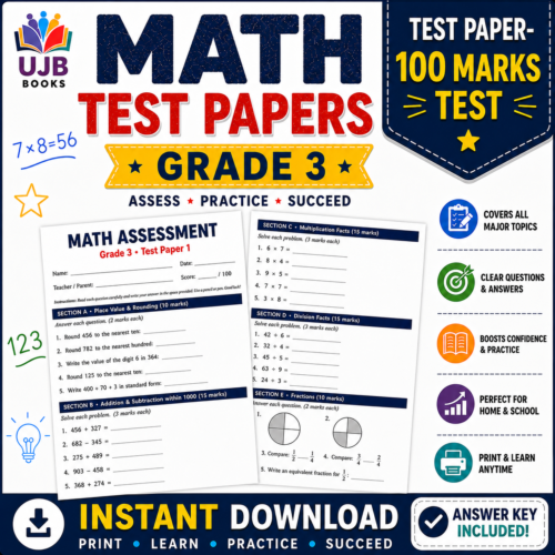 Math Test Papers – Grade 3 | 100 Marks Practice Tests with Answer Key
