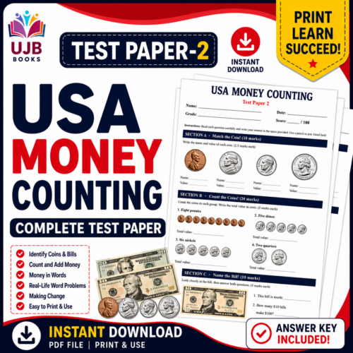 USA Money Counting Test Paper 2 | Grades 1–3 | With Answer Key